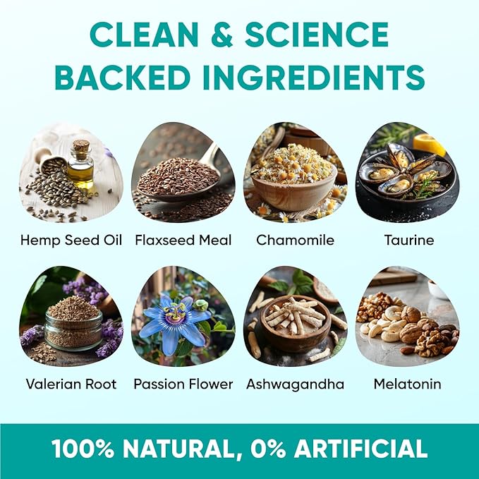 Hemp Calming Chews for Dogs - Dog Calming Chews for Anxiety Relief, Stress, Separation, Fireworks, Thunder, Travel, Vet Visits - USA Product - 120 Soft Treats with Melatonin, Chamomile, Passion Flower