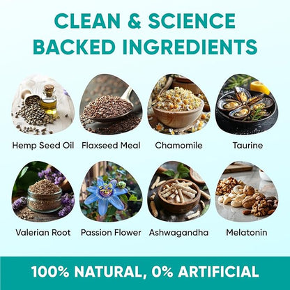 Hemp Calming Chews for Dogs - Dog Calming Chews for Anxiety Relief, Stress, Separation, Fireworks, Thunder, Travel, Vet Visits - USA Product - 120 Soft Treats with Melatonin, Chamomile, Passion Flower