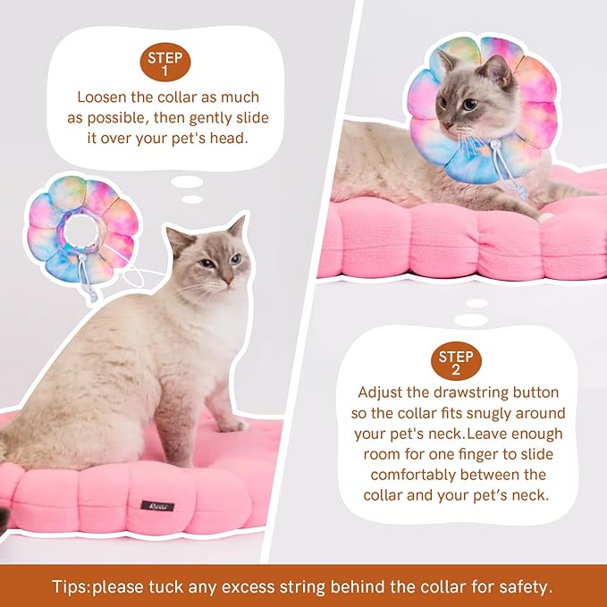 Dog Collar Cone Soft, Adjustable Cute Flower Shape for Claming Dog Cat Cone After Surgery, Pet Recovery Anti-Lick Collar