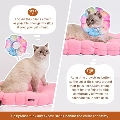 Dog Collar Cone Soft, Adjustable Cute Flower Shape for Claming Dog Cat Cone After Surgery, Pet Recovery Anti-Lick Collar