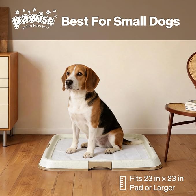Pawise Upgraded Dog Pee Pad Holder for Puppy, Puppy Pad Holder Tray, Pet Training Pee Pad, Indoor Potty Tray for Senior Dogs, Dog Toilet for Newborn Puppies, Includes 4 Pee Pads,23.5" x 23.5"