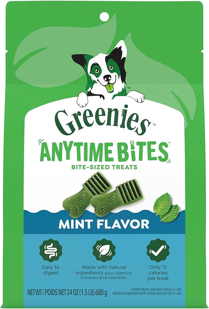 Greenies Anytime Bites Dog Treats, Mint Flavor, Dog Training Treats, 24 oz. Bag