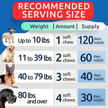 Hip&Joint Hemp Chews for Dogs - Max Strength Glucosamine Chondroitin for Dogs - Dog Joint Pain Relief Treats - Mobility & Flexibility Support - Advanced Joint Care - MSM - Made in USA (120Ct)