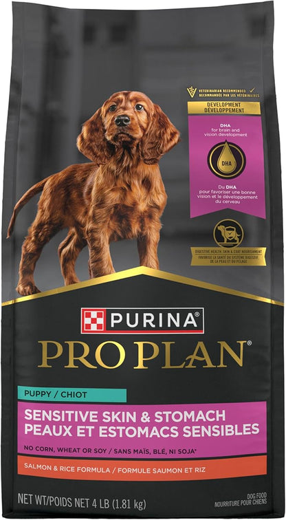 Purina Pro Plan Sensitive Skin and Stomach Dog Food Puppy Salmon and Rice Formula - 4 lb. Bag