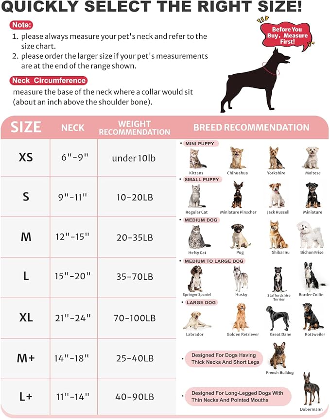 MIDOG Dog Cone Collar for Large Medium Dogs, Soft Inflatable Dog Cone Alternative After Surgery, Adjustable Protective Recovery Cone - Alternative E Collar Does Not Block Vision (Watermelon,XS)
