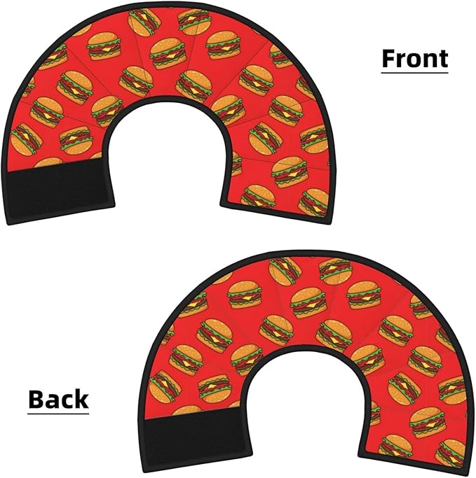 Durable Protective Dog Cones, Soft and Lightweight, Ideal for Large Medium Small Dogs After Surgery, Prevent Licking, Burger Hamburger Pattern Red