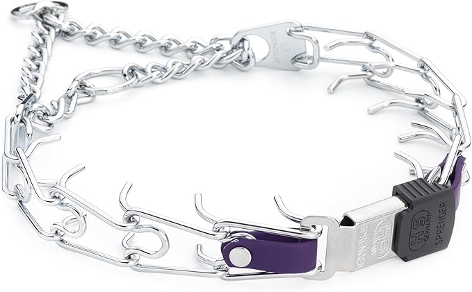 Herm Sprenger Chrome Plated Steel Dog Collar with Quick Release ClicLock Buckle and Biothane Insert Training Collar for Dogs Made in Germany (Violet Purple, 22in x 3.0mm(Neck Size up to 18-19in))