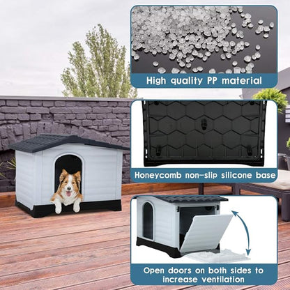 BestPet Dog House Indoor Outdoor Insulated Kennel Durable Plastic Dog House for Small Medium Large Dogs Weather & Water Resistant Pet Crate with Air Vents and Elevated Floor