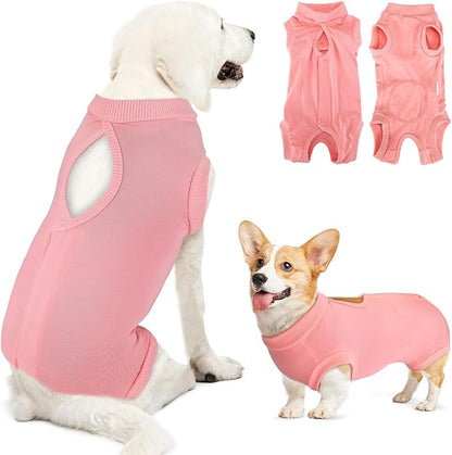 Lukovee Recovery Suit for Dogs, Onesie Surgery Recovery Suit for Female Male Dogs, Abdominal Wounds Cone E-Collar Alternative Prevent Licking Spay Recovery Suit (Fen,XXL)