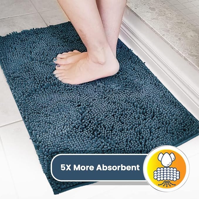 Muddy Mat® | Super Absorbent Door Mat Indoor, Microfiber Quick Dry Chenille Entryway Rug, Non-Slip Front Door Mat, Indoor Mats for Entryway, Machine Washable Pet Rug, Atlantic Blue 36"x72"