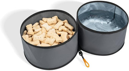 OllyDog Superbowl | Collapsible Dog Travel Bowl | 2 Compartment Food & Water | Foldable| Portable Dog Bowl | Hiking, Camping (Castle Rock)