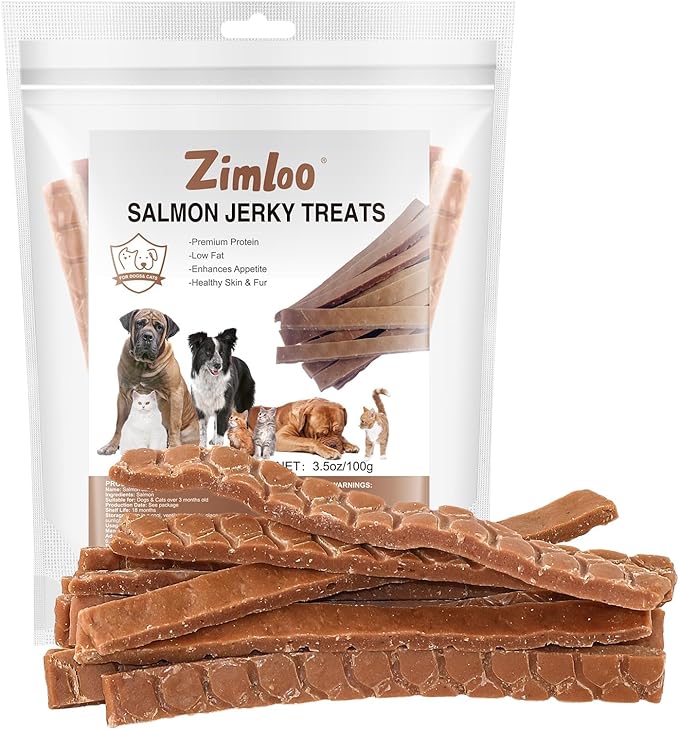 Salmon Sticks Dogs & Cats Treats, Real Salmon Tender Strips, High Protein Low Fat Healthy Ingredient Chew Training Snacks