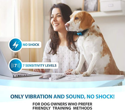 Humane Dog Bark Collar 2 Pack Anti Barking Training Collar Vibrating, No Shock Stop Barking for Medium Large Dogs Excessive Barking Pet Corrector