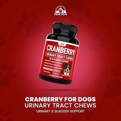 Cranberry Supplement for Dogs UTI Treatment (120 Chews) Dog Urinary Tract Support for Kidney & Bladder Health - Cranberry Relief Supplement for All Ages, Breeds & Sizes - Chicken Flavor - USA Made