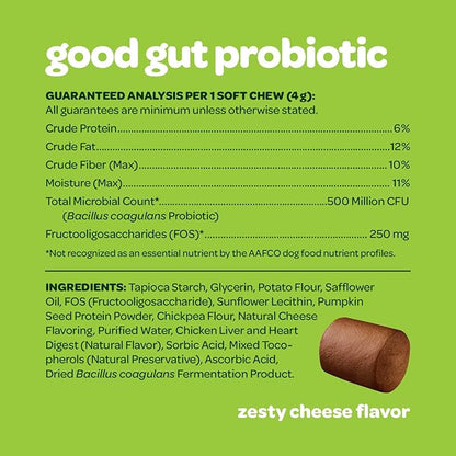 Probiotic Chews for Dogs Gut Health | Tasty Pre and Probiotics for Dogs Digestive Health with Pumpkin Dog Probiotics and Digestive Enzymes | NASC Certified & Made in The USA | 60 Chews (Pack of 2)