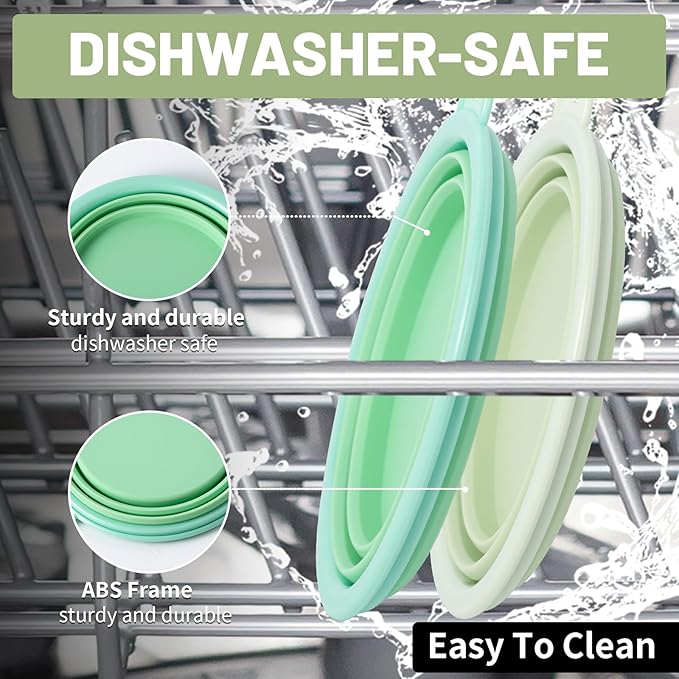SLSON Collapsible Dog Bowl, 2Pack Macaron Color Pet Travel Bowls Silicone Foldable Water Feeder Dish for Small to Large Dogs Cat Walking Hiking Camping (Macaron Light Green and Light Yellow, Small)