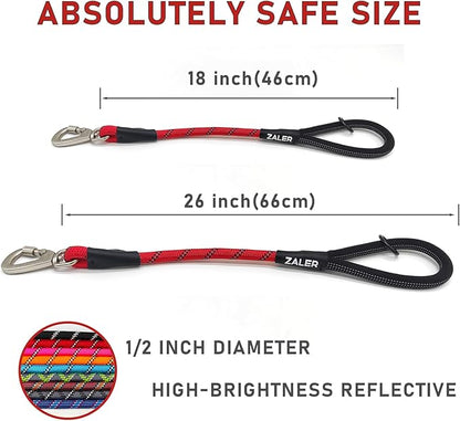 ZALER Short Dog Leash, 26 Inches Rope Traffic Leashes for Dogs, Reflective Dog Lead with O-Ring, Heavy Duty Pet Leash for Large and Medium Dogs (26'' Red)