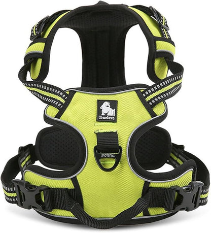 Creation Core Reflective Nylon Dog Harness and Training Leash Set Padded Durable Adjustable, Green XS