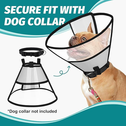 Dog Cone Collar After Surgery to Stop Licking, with Soft Waterproof Liner, Transparent PVC, for Large Medium Dogs, Elizabeth Neck Recovery Collar ALtermative(XL,Grey)