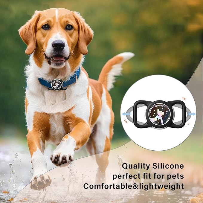 Waterproof Airtag Dog Collar Holder, Silicone & ABS Airtag Holder for Dog & Cat Collars, Ultra-Durable, Lightweight and Protective Airtag Case (Black&Blue-1, Regular)