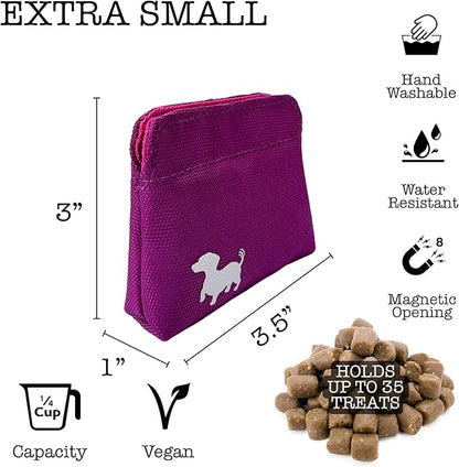 Extra Small Dog Treat Pouch – Slim Magnetic Pocket Dog Treat Bag for Walking & Training – Discreet Clip On Treat Pouch for Leash, Waistband or Pocket – Mess Free Storage (Pink)