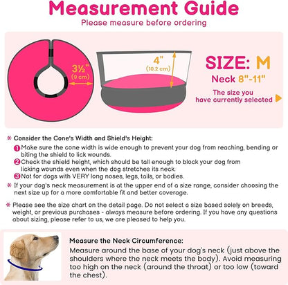 BARKLESS Dog Donut Collar, 2-in-1 Inflatable Dog Collars for After Surgery to Stop Licking Wounds, Patented Protective Donut Cone with High Shield for Small and Medium Pets (Hot Pink, M)
