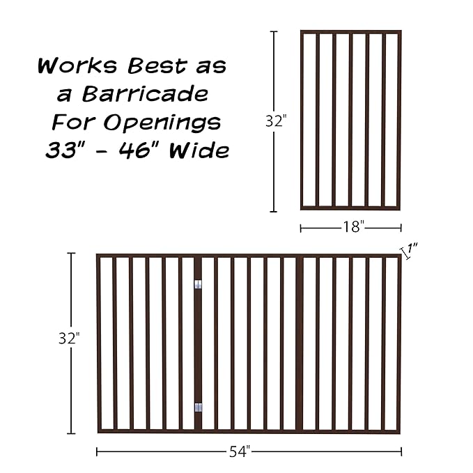 Indoor Pet Gate - 3-Panel Folding Dog Gate for Stairs or Doorways - 54x32-Inch Tall Freestanding Pet Fence for Cats and Dogs by PETMAKER (Brown)