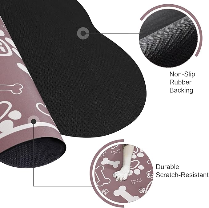 Dog Cat Mat for Food and Water,Rapid Absorbent Pet Feeding Mat, Bone Shaped Dog Placemat Bowl Mat with Rubber Backing,No Stains Pet Food Mats Indoor, Pet Accessories Supplies,Brown 23"×36"