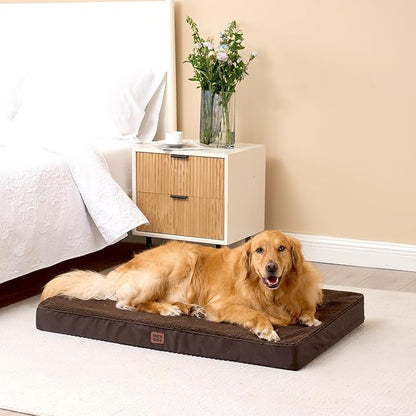 EHEYCIGA Orthopedic XL Dog Beds for Extra Large Dogs with Removable Washable Cover for Crate, Brown, 41x27
