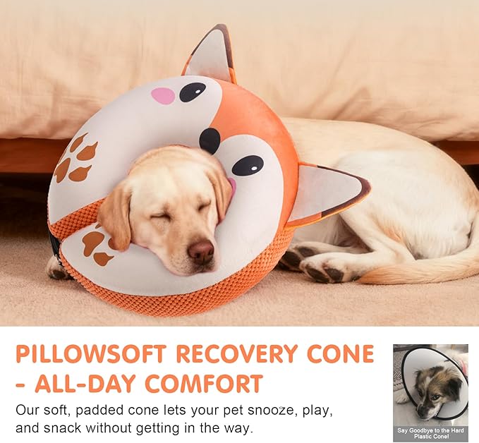 BEAUTYZOO Inflatable Dog Cone Collar Alternative After Surgery, Soft Donut Recovery E-Collar for Large & XL Dogs Girls Boys, Adjustable Pet Neck Cone to Stop Licking Wounds, L
