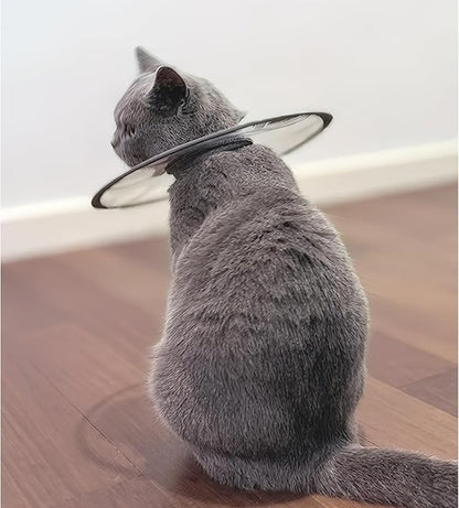KUDES Cat Dogs Cone E Collar with Low Noise Fasteners Glow in The Dark, Transparent Cat Recovery Collar, Licking and Scratching Free Cone, Extra Soft Small Medium Dog Pet Surgery Collar