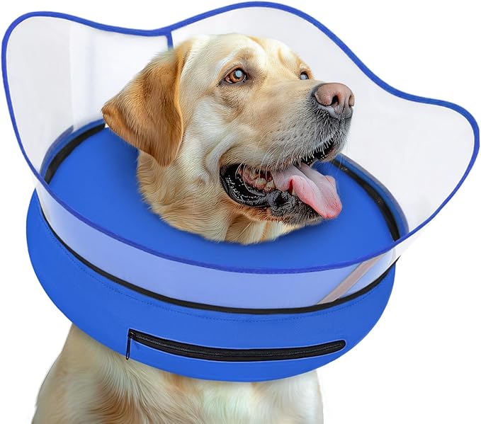 Elevated Inflatable Dog Cone Collar Alternative After Surgery, Dog Donut Collar, Soft Pet Cone to Stop Licking for Small Medium Large Dogs