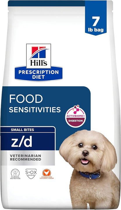 Hill's Prescription Diet z/d Skin/Food Sensitivities Small Bites Dry Dog Food, Hydrolyzed Chicken, 7 lb. Bag