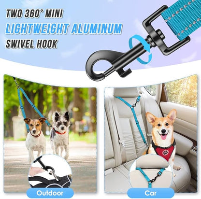 AUTOWT Double Dog Leash, No Tangle 360°Swivel Rotation Reflective Lead Attachment Adjustable Length Dual Two Dogs Lead Splitter, Comfortable Shock Absorbing Walking Training for 2 Dogs