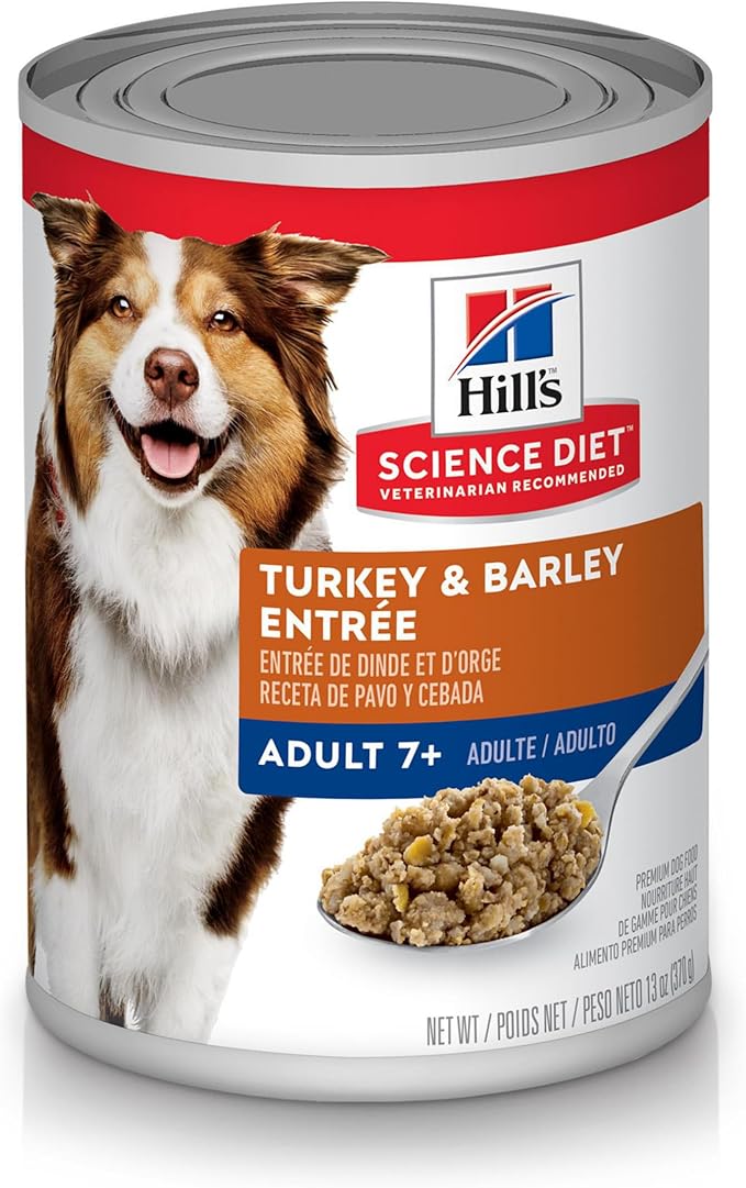 Hill's Science Diet Adult 7+ Wet Dog Food, Turkey & Barley, 13 oz. Cans, 12-Pack