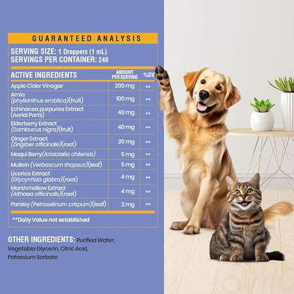 Kennel Cough Support for Dogs & Cats – Helps with Dry, Wet & Barking Cough – Herbal Pet Respiratory & Throat Support, Supports Breathing & Clear Airways – Natural Liquid Supplement – 8oz