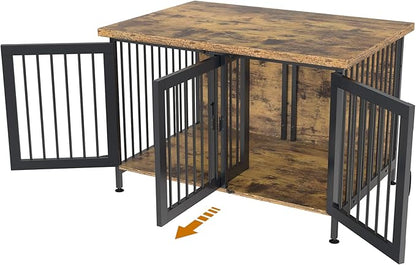GDLF Double Dog Crate with Divider for 2 Small or 1 Dog, Furniture Style Kennel Indoor Cage with Removable Panel (Int.dims:36.2”Wx24.5”Dx21”H)