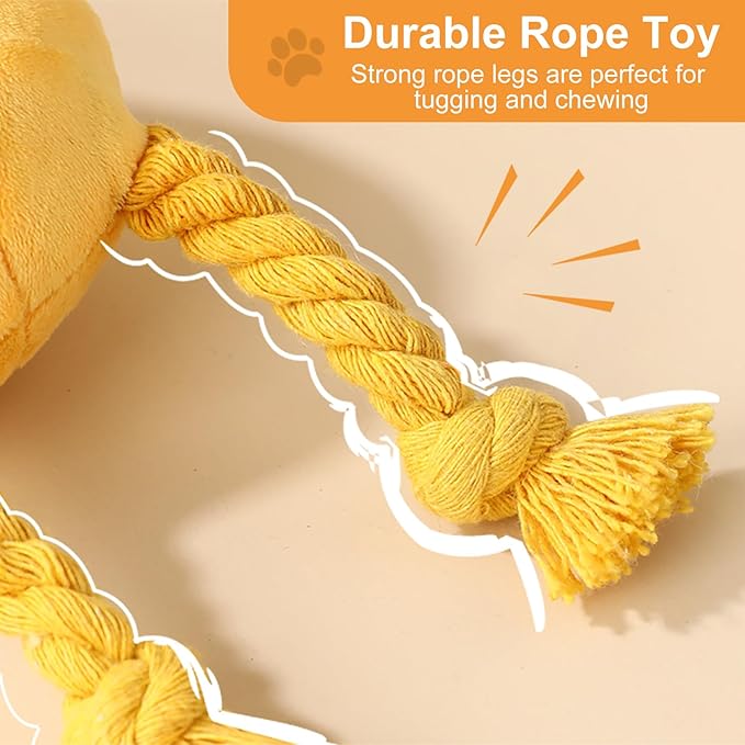 lilfrd Dog Toys for Small Dogs - 2 Pack Squeaky Rope Plush Dog Toys for Small and Medium Breed, Puppy Toys to Keep Them Busy
