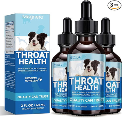 Throat & Respiratory Support for Dogs & Cats – with Marshmallow Root, Mullein Leaf & Licorice – Natural Herbal Formula – 6 fl oz