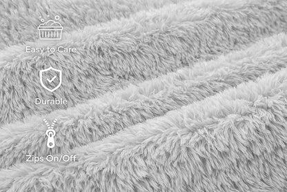 KOPEKS Orthopedic Memory Foam Dog Bed 7" Inch Thick Extra Large Dog Bed with Pillow Fluffy Grey 50"x34"x10" Includes Waterproof Liner & Durable Removable Cover with Smart Design
