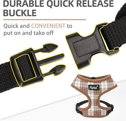 PUPTECK Soft Mesh Dog Harness and Leash Set Pet Puppy Cat Comfort Padded Vest No Pull Harnesses, Brown, M