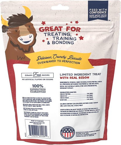 Natural Balance Limited Ingredient Rewards Crunchy Biscuits, Bite-Size Grain-Free Dog Treats for Small-Breed Adult Dogs, Made with Real Bison, 8 Ounce (Pack of 1)