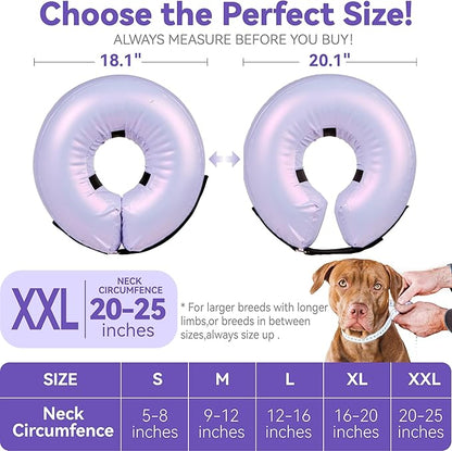 Inflatable Dog Cone Collar - Donut Collar Recovery ECollar Alternative After Surgery - Soft Dog Cone for Small Medium Large Dogs