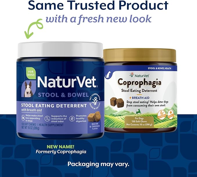 NaturVet – Coprophagia Stool Eating Deterrent – Deters Dogs from Consuming Stool – No Poop Eating for Dogs - Enhanced with Breath Aid Freshener, Enzymes & Probiotics – 130 Soft Chews