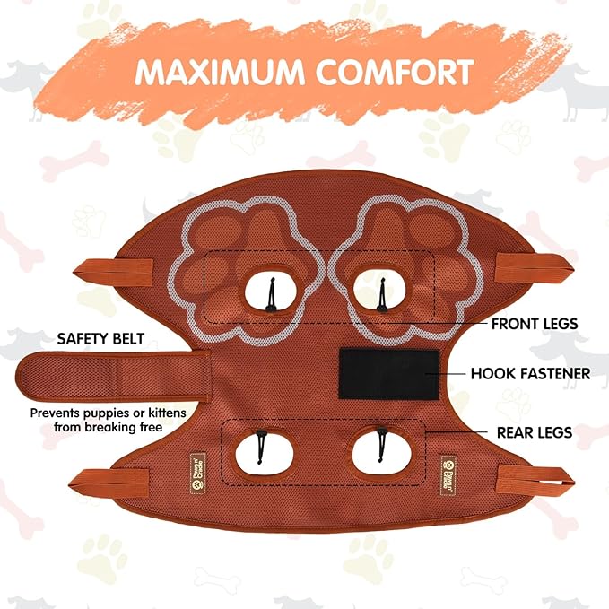 Paws n' Cradle Dog Grooming Hammock Harness for Dogs & Cats - Complete Kit with Adjustable Fittings, Hair Comb, Nail Clipper, Nail File, Hook and Loop Strap, Adjustable Straps & Snap Hooks (XXL)
