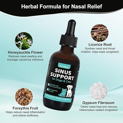 Nasal Health Support Drops for Cats & Dogs, Pet Sinus & Respiratory Comfort Supplement, Helps Maintain Clear Breathing, Supports Seasonal Wellness & Immune Function