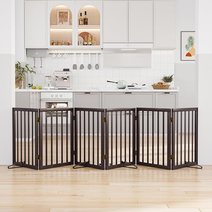 Freestanding Pet Gate 55-110" Extre Wide, Foldable Dog Gate for the Doorways House, Pet Gates for Dogs, Doogie Puppy Fence Gate