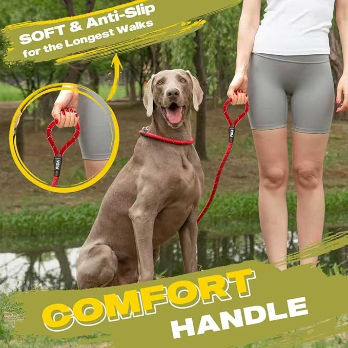Fida Durable Slip Lead Dog Leash, 6 FT x 1/2" Heavy Duty Comfortable Strong Rope Slip Lead for Large, Medium Dogs, No Pull Pet Training Leash with Highly Reflective, Red