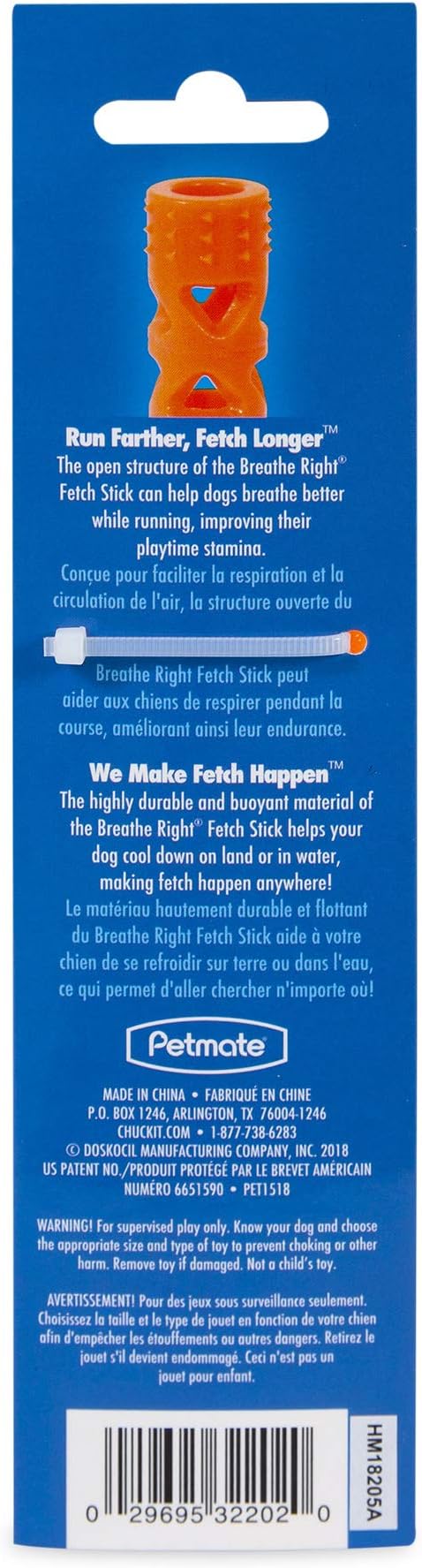 Chuckit! Air Fetch Stick Dog Toy, Small, Orange