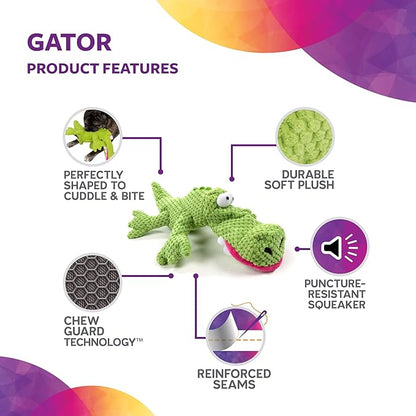TrustyPup Tough 'N Fun Checker Gator Squeaky Plush Dog Toy, Chew Guard Technology - Green, Large (71147)